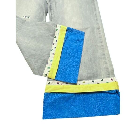 Laurie Felt Daisy Custom 3 Layer Hem Wide Leg Cropped Light Denim Jeans Wm’s Sz - Picture 2 of 6